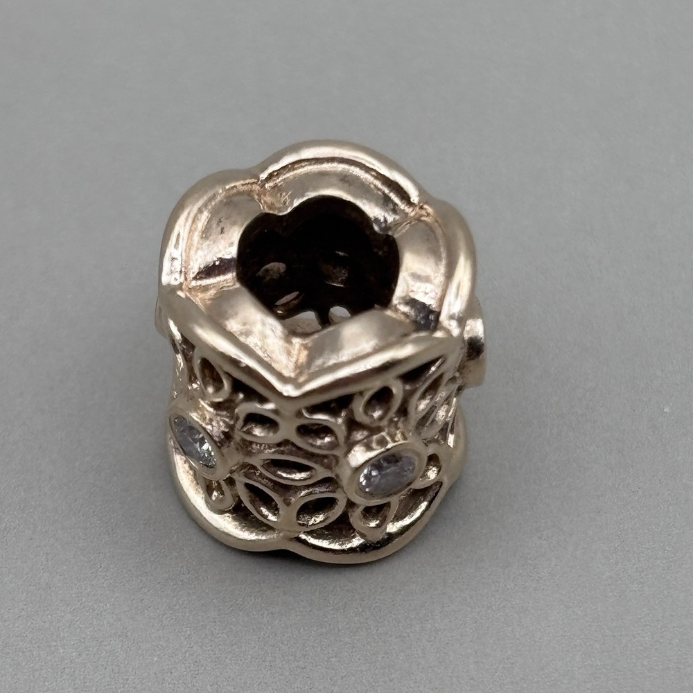 Pandora Golden Radiance Freesia 14K Gold Diamond Charm Retired - Picture 6 of 8